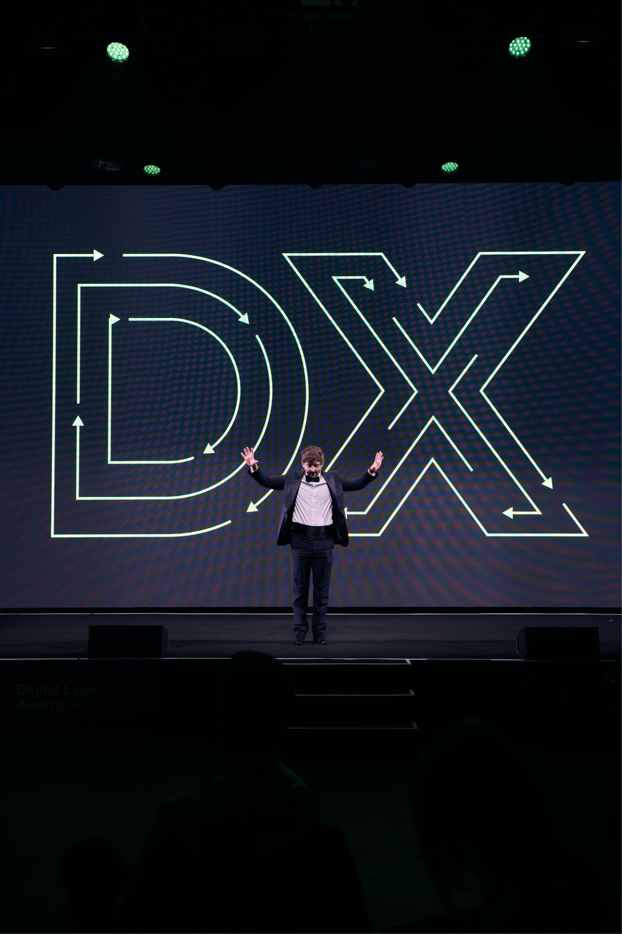Fergus performing on stage at a live event