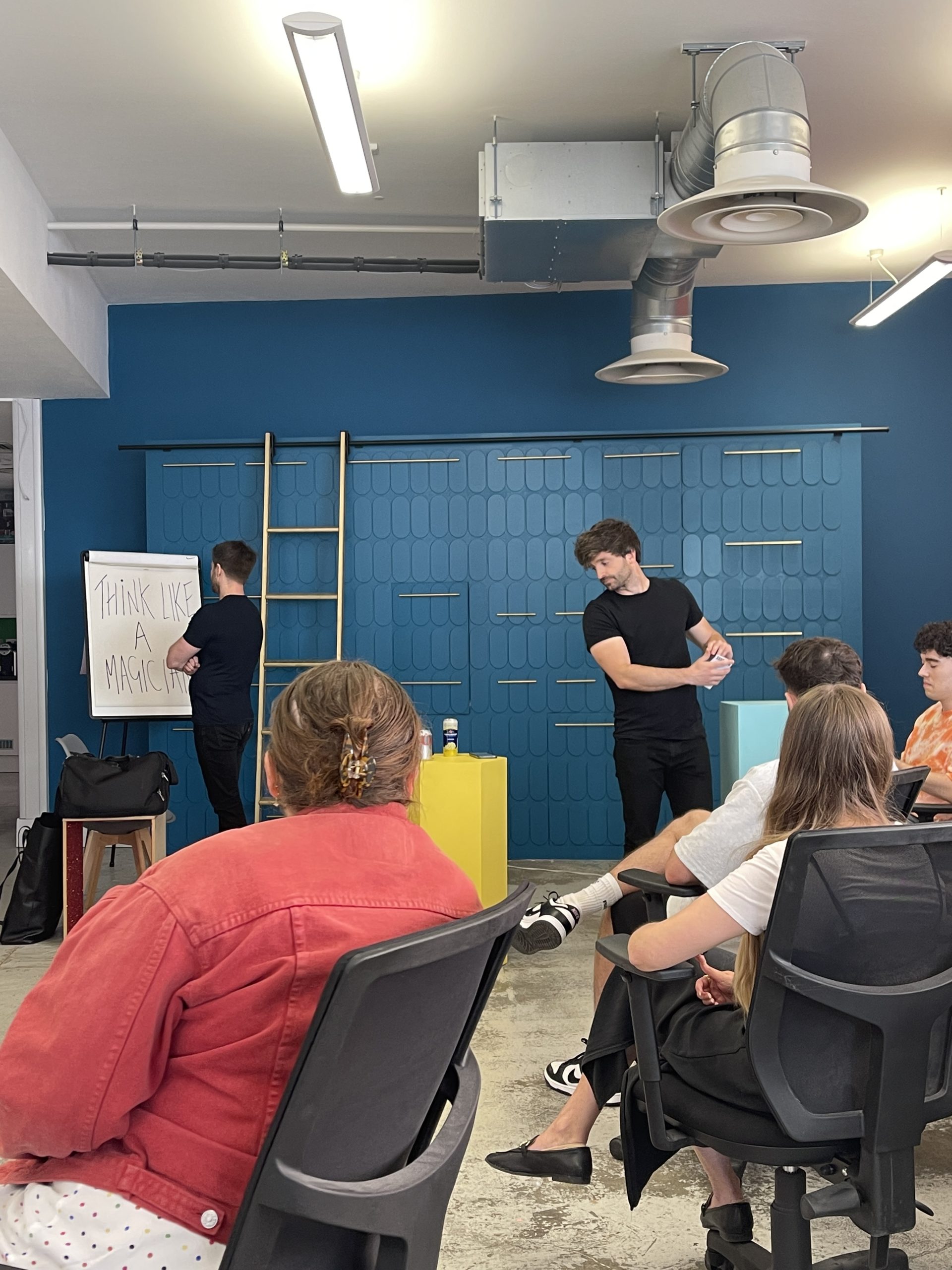Fergus and Neb leading an early Think Like a Magician workshop
